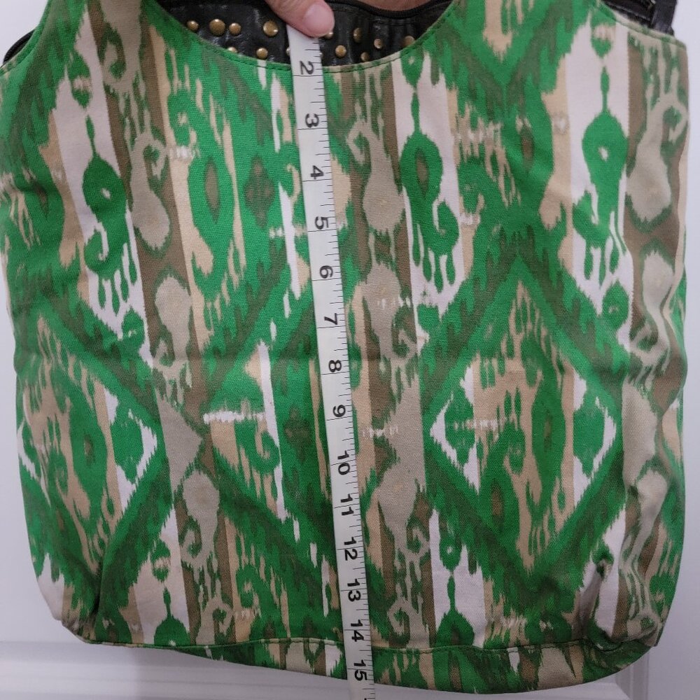 Vintage Route 66 Aztec Print Large Shoulder Bag/Purse in Green/Brown/Gray - Picture 6 of 12